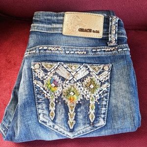 Grace in LA skinny jeans embroidered sz 29